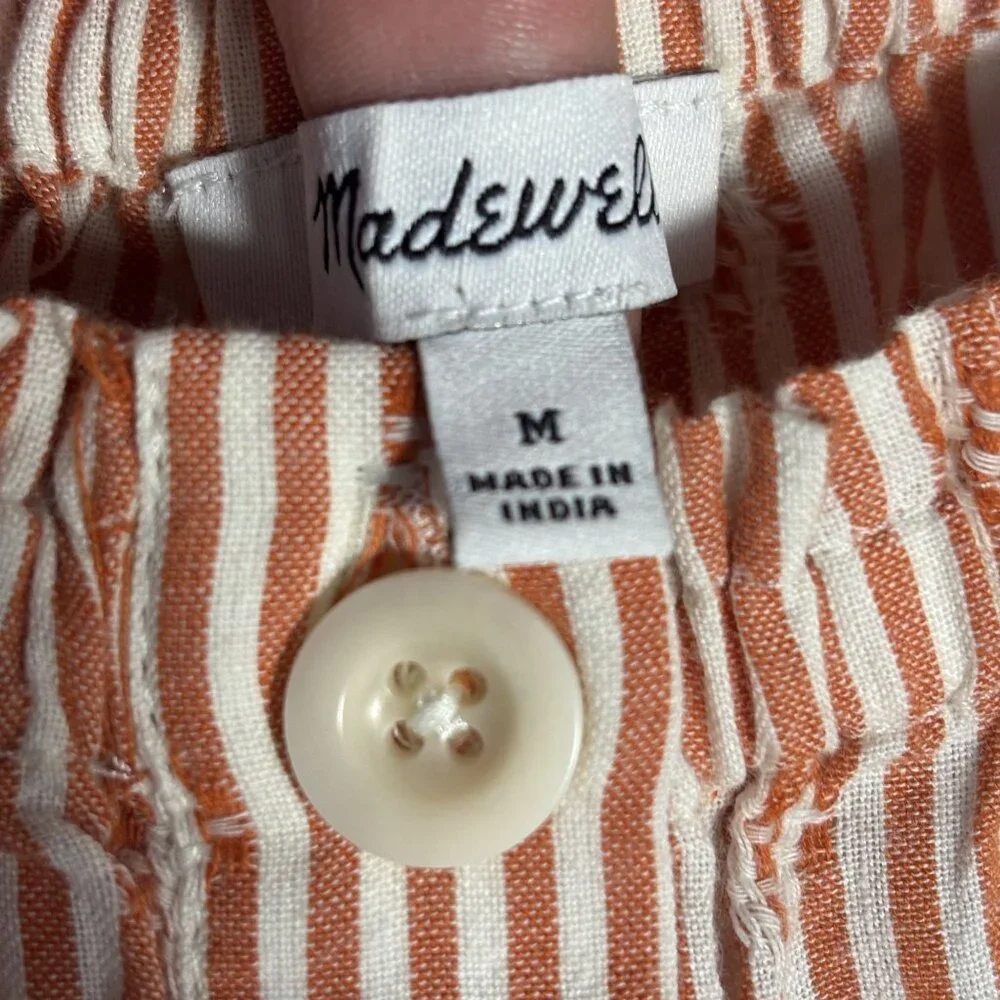 Madewell Striped Cotton Button-Up Puff Sleeve Blouse With Square Neckline - Picture 8 of 10